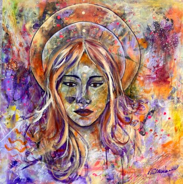 Painting titled "Madonna Rock - Ma D…" by Marie-Christine Chambon, Original Artwork, Acrylic Mounted on Wood Stretcher frame