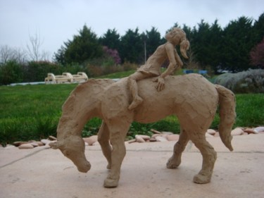 Sculpture intitulée "cheval balade" par Marie-Christine Lambert, Œuvre d'art originale, Terre cuite