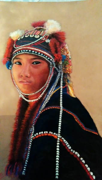 Peinture intitulée "Jeune Bolivien" par Mariebretonne, Œuvre d'art originale, Autre