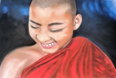 Peinture intitulée "Jeune moine bouddhi…" par Mariebretonne, Œuvre d'art originale, Pastel