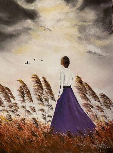Schilderij getiteld "Les rêveuses, la fe…" door Marie-Christine London, Origineel Kunstwerk, Pastel