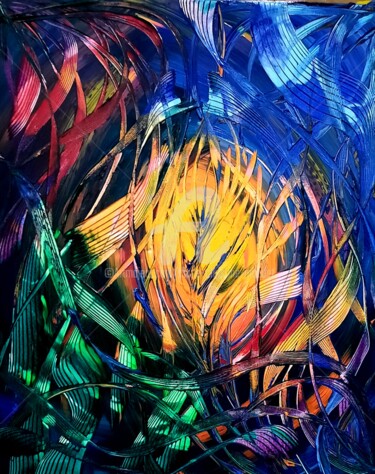 Картина под названием "Yz" - Marie-Christine Maudet, Подлинное произведение искусства, Акрил Установлен на Деревянная рама д…
