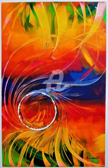 Painting titled "Spirale" by Marie-Christine Maudet, Original Artwork, Acrylic Mounted on Wood Stretcher frame