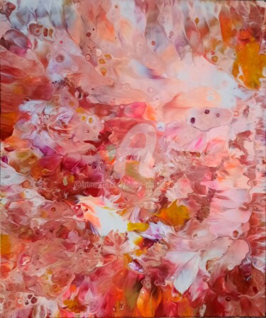 Картина под названием "Flowers" - Marie-Christine Maudet, Подлинное произведение искусства, Акрил Установлен на Деревянная р…