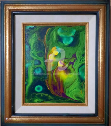 Painting titled "Oeuvre encadrée / 1" by Marie-Christine Maudet, Original Artwork, Acrylic Mounted on Wood Stretcher frame