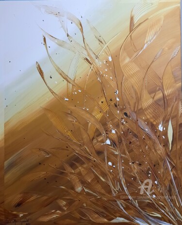 Painting titled "Vent d'automne" by Marie-Christine Maudet, Original Artwork, Acrylic Mounted on Wood Stretcher frame