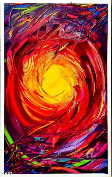 Painting titled "Acrylique 02/2024" by Marie-Christine Maudet, Original Artwork, Acrylic Mounted on Wood Stretcher frame