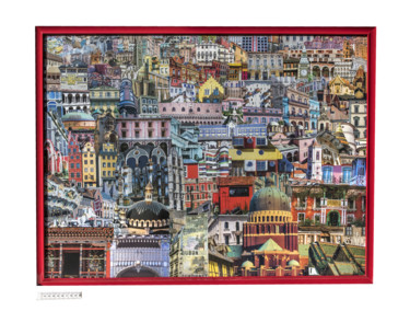 Collages intitulée "En ville N°3" par Marie Christine Normand Campos, Œuvre d'art originale, Collages Monté sur Carton