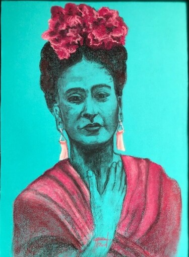 Peinture intitulée "Ma Belle Frida" par Marie-Christine Rivel, Œuvre d'art originale, Pastel