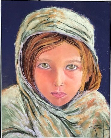 Peinture intitulée "Jeune Berbère" par Marie-Christine Rivel, Œuvre d'art originale, Pastel