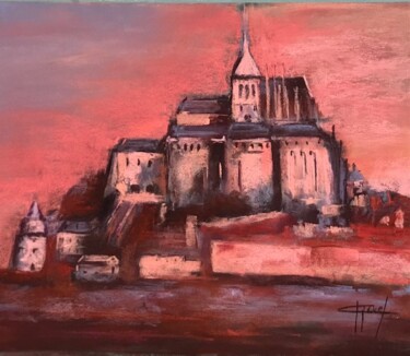 Painting titled "Aurore sur le Mont" by Marie-Christine Rivel, Original Artwork, Pastel