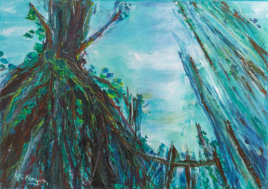 Schilderij getiteld "Tableau racines arb…" door Marie-Christine Roque, Origineel Kunstwerk