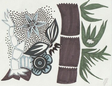 Dessin intitulée "Biz-Art - Amazonia" par Marie-Claire Bagnato, Œuvre d'art originale, Marqueur