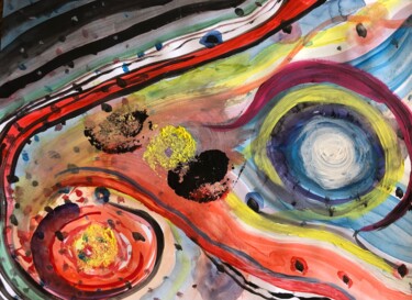 Painting titled "Cosmos Moves" by Marie-Claire Bagnato, Original Artwork, Gouache