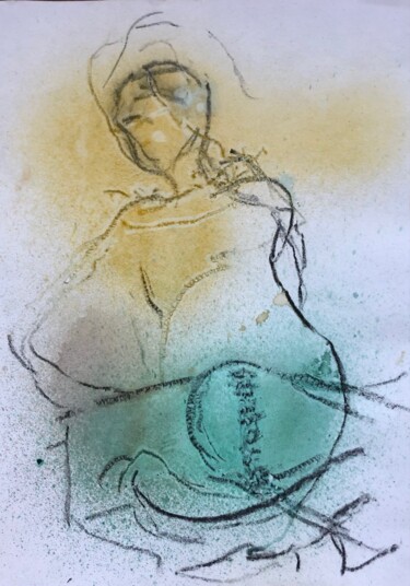 Zeichnungen mit dem Titel "Seated woman" von Marie-Claire Bagnato, Original-Kunstwerk, Kohle