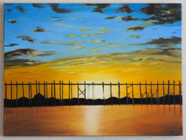 Painting titled "114-myanmar-zonsond…" by Marie Claire Carpreau, Original Artwork, Oil