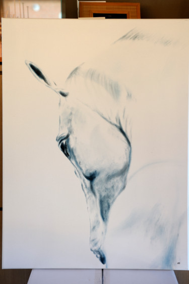 Painting titled "horse" by Marie Claire Carpreau, Original Artwork, Oil
