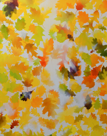 Painting titled "Automne" by Marie-Claire Martin Macé, Original Artwork, Oil