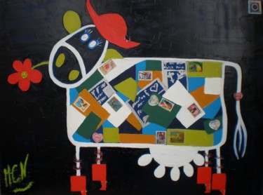 Peinture intitulée "Black is the cow" par Marie Claire Netillard, Œuvre d'art originale, Autre
