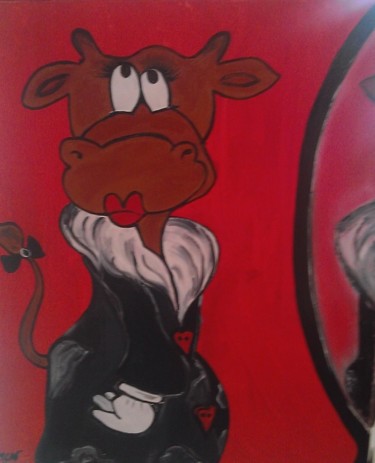 Peinture intitulée "Cow in Love" par Marie Claire Netillard, Œuvre d'art originale, Autre