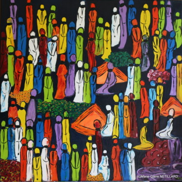 Peinture intitulée "Le Marché" par Marie Claire Netillard, Œuvre d'art originale, Autre