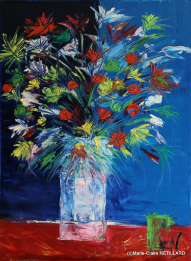 Peinture intitulée "Fleurs" par Marie Claire Netillard, Œuvre d'art originale, Autre