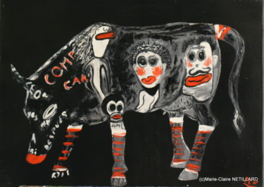 Peinture intitulée "Vache Picasso" par Marie Claire Netillard, Œuvre d'art originale, Autre