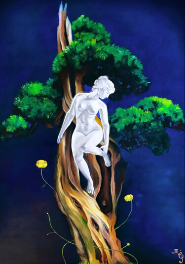 Картина под названием "Couleur bonzaï" - Marie-Claire Schagené, Подлинное произведение искусства, Масло