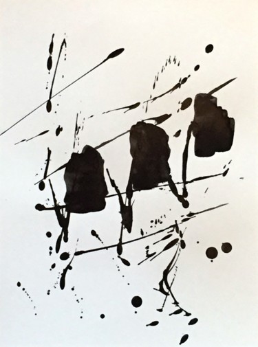 Schilderij getiteld "15-04-23  encre" door Marie-Claude Baldi, Origineel Kunstwerk, Inkt