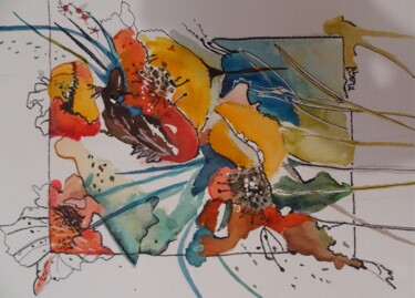 Peinture intitulée "Inflorescence N°6" par Marie-Claude Guillemot, Œuvre d'art originale, Aquarelle