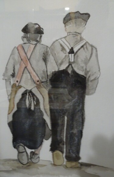 Painting titled "La promenade jounal…" by Marie-Claude Guillemot, Original Artwork, Watercolor