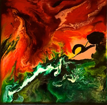 La tulipe noire Peinture intitulée "La tulipe noire" par Marie Claude Lambert, Œuvre d'art originale, Acrylique