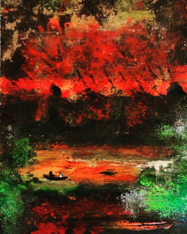 Painting titled "Des midis d'incendie" by Marie Claude Lambert, Original Artwork, Acrylic