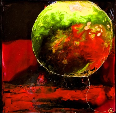 Painting titled "Une planète nouvelle" by Marie Claude Lambert, Original Artwork, Acrylic