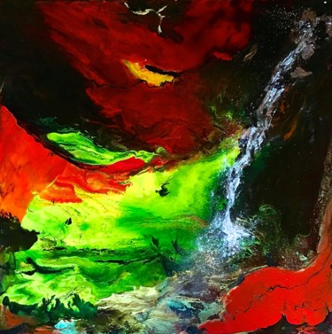 Pintura intitulada "La cascade" por Marie Claude Lambert, Obras de arte originais, Acrílico