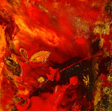 Painting titled "Fil rouge" by Marie Claude Lambert, Original Artwork, Acrylic