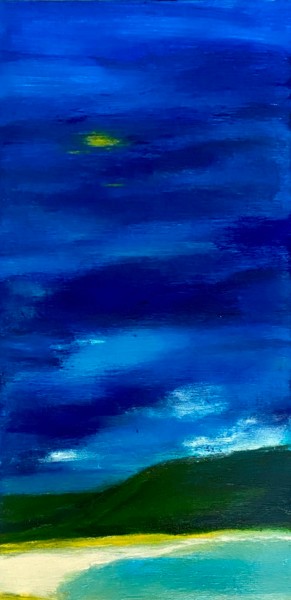 Schilderij getiteld "Voir tout en bleu" door Marie Claude Lambert, Origineel Kunstwerk, Acryl