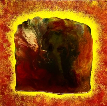 Painting titled "Opale de feu" by Marie Claude Lambert, Original Artwork, Stained glass painting
