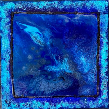 Painting titled "Lapis-lazuli" by Marie Claude Lambert, Original Artwork, Stained glass painting