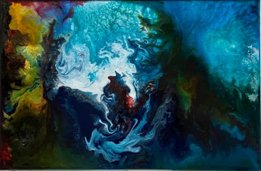 Peinture intitulée "Mystère de l'abîme" par Marie Claude Lambert, Œuvre d'art originale, Peinture vitrail