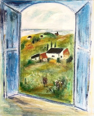 Malerei mit dem Titel "Par la fenêtre ouve…" von Marie Claude Lambert, Original-Kunstwerk, Acryl