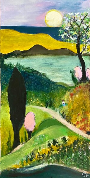 Painting titled "Boire du printemps" by Marie Claude Lambert, Original Artwork, Acrylic