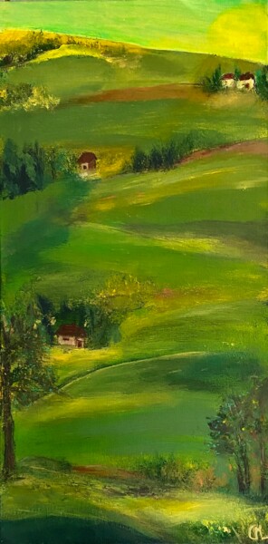 Картина под названием "Parlez moi du vert.…" - Marie Claude Lambert, Подлинное произведение искусства, Акрил