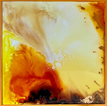 Painting titled "Soleil d'or" by Marie Claude Lambert, Original Artwork, Stained glass painting