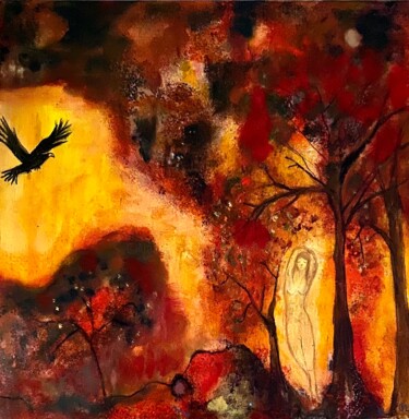 Painting titled "Un aigle noir" by Marie Claude Lambert, Original Artwork, Acrylic