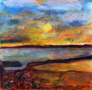 Painting titled "paysage exotique" by Marie Claude Lambert, Original Artwork