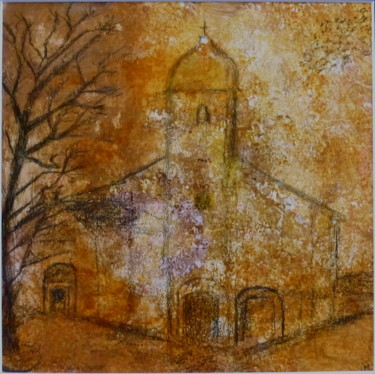 Pintura intitulada "Une église venue du…" por Marie Claude Lambert, Obras de arte originais, Tinta