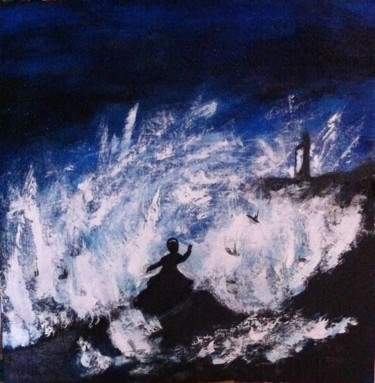 Painting titled "Adieu bleu" by Marie Claude Lambert, Original Artwork, Acrylic