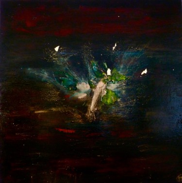 Painting titled "" l'oiseau feu "" by Marie Claude Lambert, Original Artwork, Oil