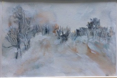 Painting titled "Impression d'hiver" by Marie Claude Lambert, Original Artwork, Watercolor